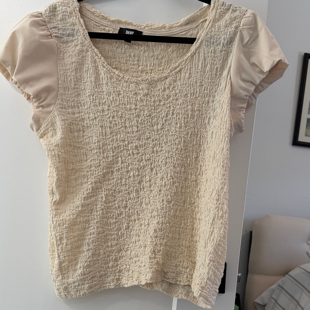 DKNY Beige Textured Blouse